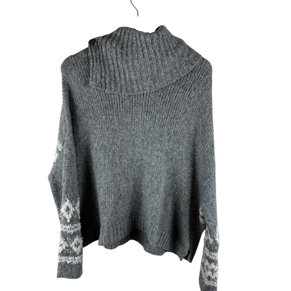Free People Fair Isle Split Neck Sweater Gray Size XS - Picture 6 of 12